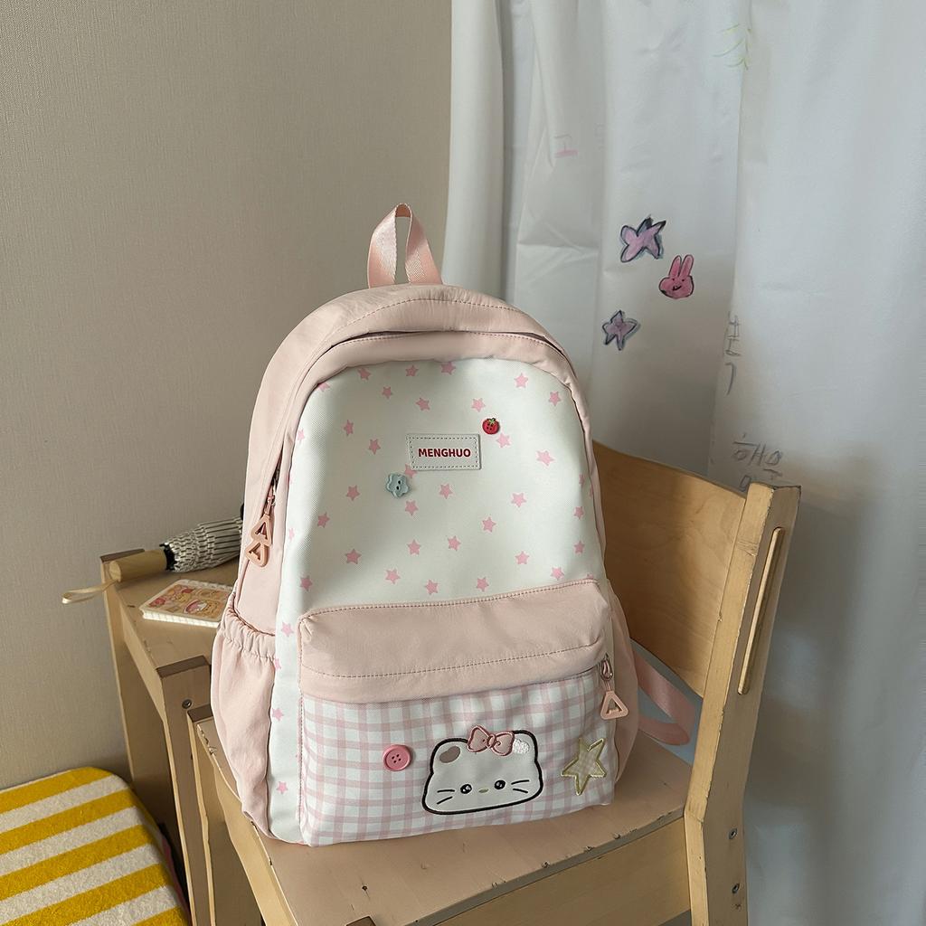 Schoolbag Girl Style Cute Star Schoolbag Female Junior High School Student Campus Cartoon Backpack Large Capacity High Value Backpack