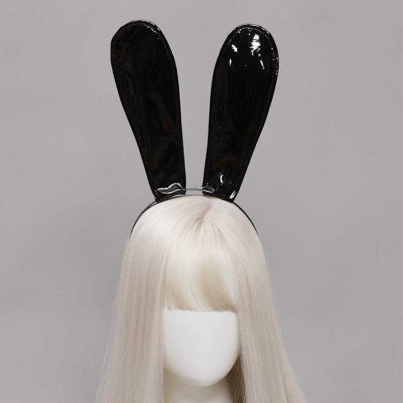 Leather Rabbit Ears Headband Handmade Sexy Bunny Ears Hairband Easter Halloween Cosplay Props Theme Hair Accessories