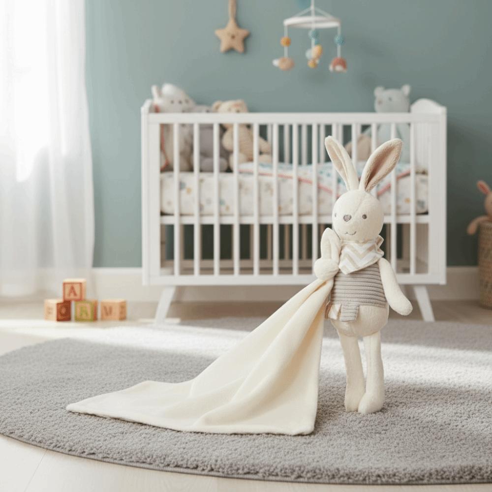 Square Shape Rabbit Square Blanket Cute Embroidery Infant Saliva Towel Infant Use