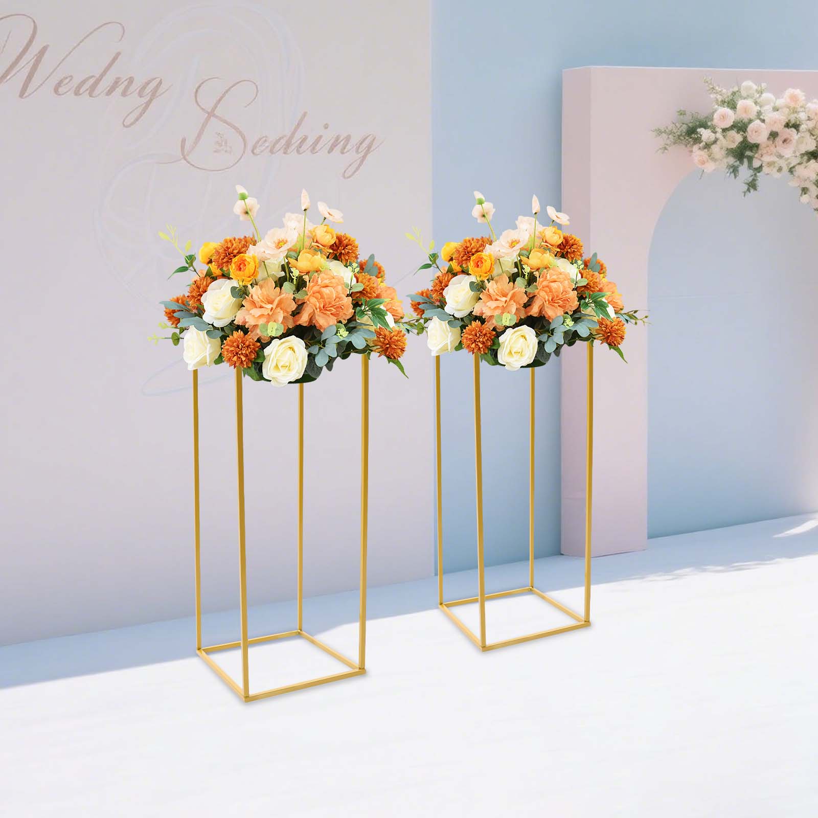 

2-Pack 60cm Gold Wedding Arch Stands, Decorative Ceremony Backdrop Frame, Garden Party Aisle Decor, Vintage Metal Flower Holder золотой