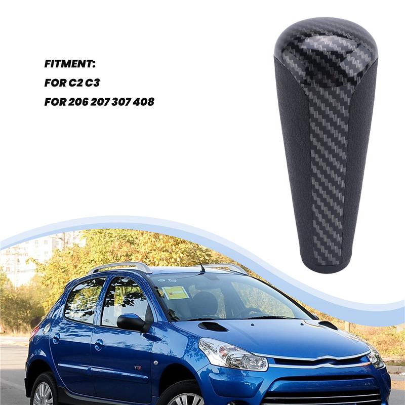 A51K-Carbon Fiber AT Gear Shift Knob Shifter Lever Stick For Citroen C2 C3 For 206 207 307 408