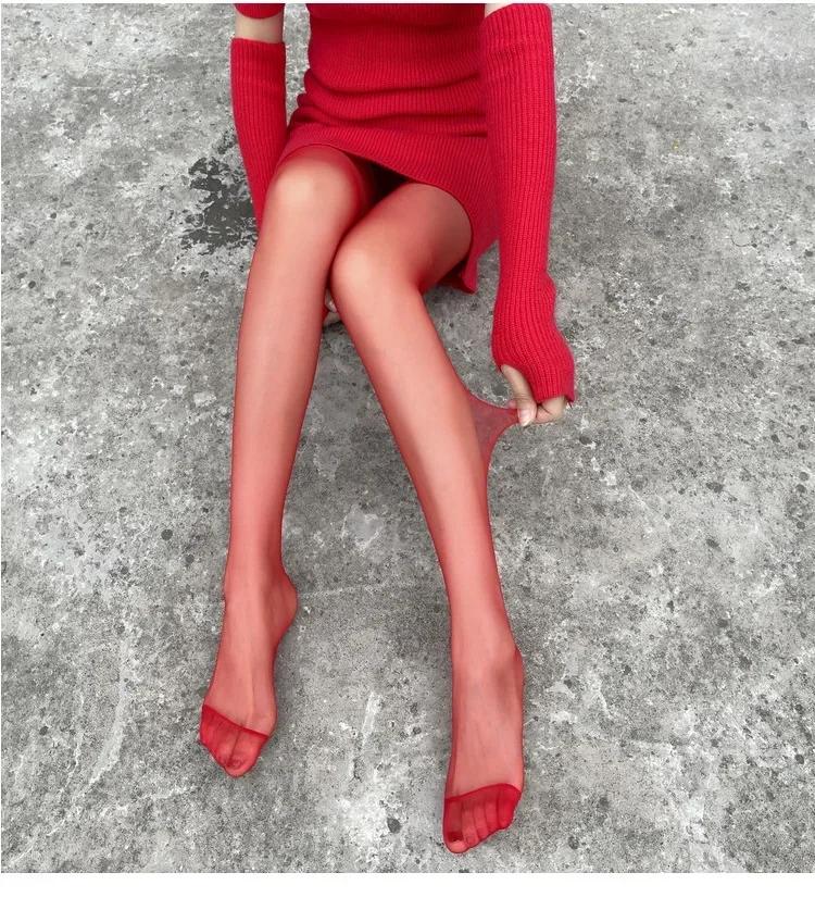 Women's Tights Slim Stockings Pantyhose Super Elastic Large Size Leggings Red Women's Media Sexy Tights Spring Autumn Winter