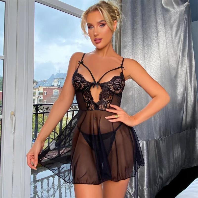 Woman Sleepwear Sexy Lingerie Erotic Pajamas Lace Sleepwear Nightgown Transparent Dress Sexy Underwear Baby Doll Teddy Costumes