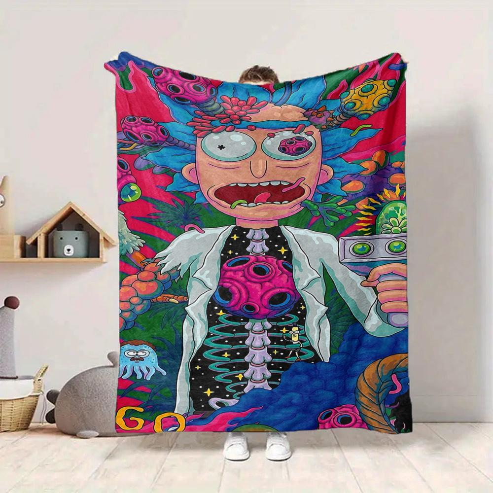 1 szt. Koc Rick i Morty Lekki flanelowy narzuta na sofę, łóżko, podróż, kemping, salon, biuro, kanapę, krzesło i łóżko