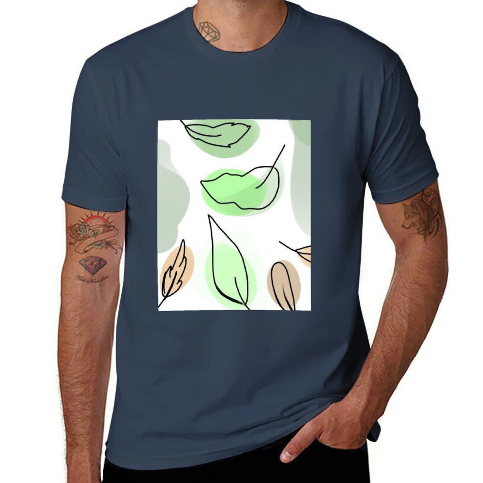 Drawing Of Leaves Tshirt Holiday All Match Tshirt S