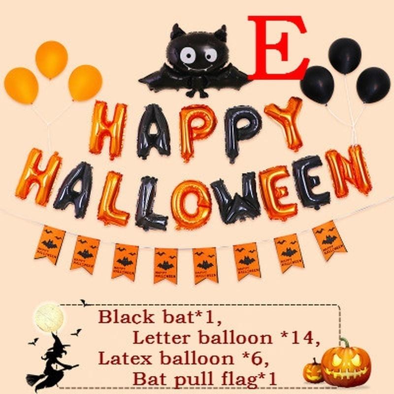 1 Set Happy Halloween Foil Balloons Ghost Bats Spiders Pumpkin Balloons Adult And Children's Balloons Holiday Party Decorations
