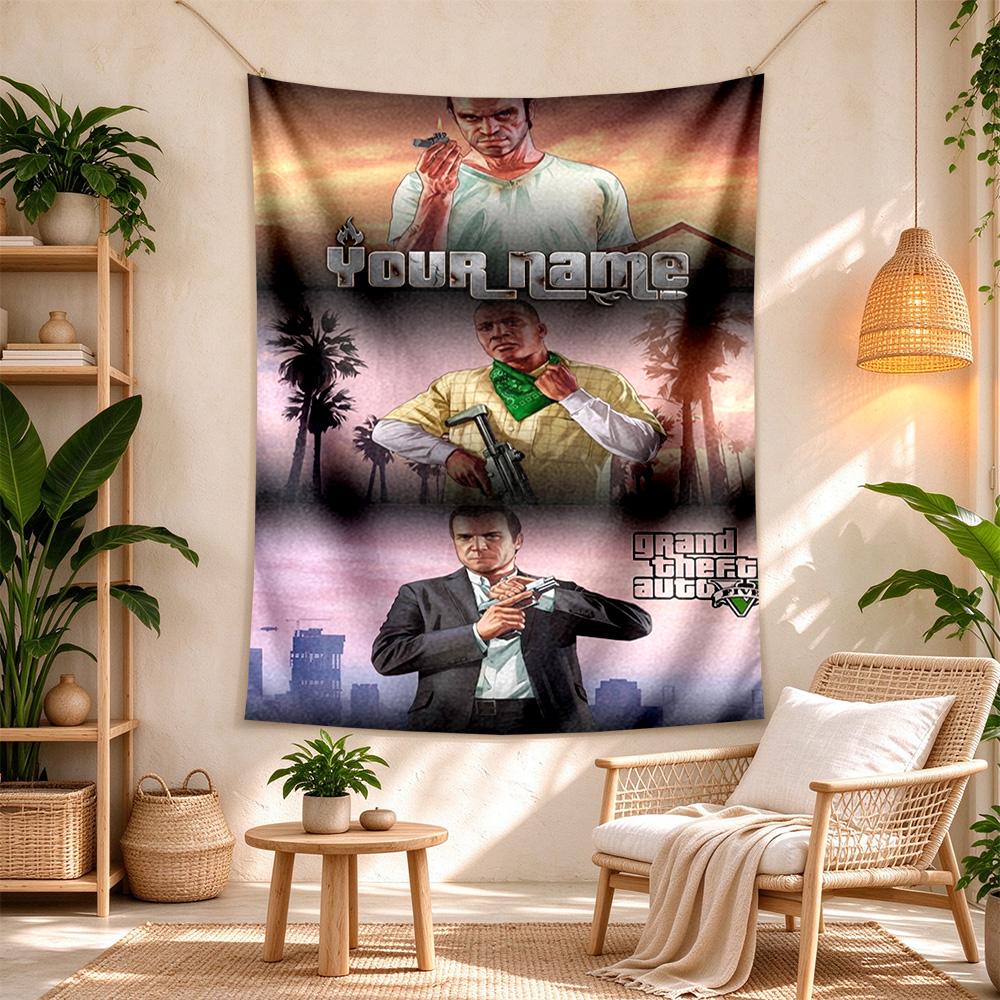 Gta Custom Wall Tapestry Cozy Personalized Tapestry Non-Fading Color Great for Dorm Room Four Seasons Decor Gift for Travel Home Birthdays