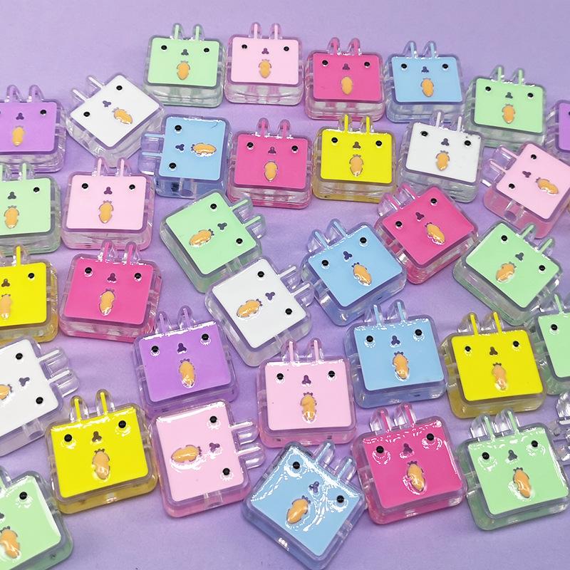 

4 шт. акриловые свободные бусины квадратные бусины с мультяшным кроликом, браслет-ожерелье с бисером, фурнитура ручной работы, изготовление ювелирных изделий