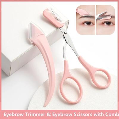Augenbrauen-Trimmmesser, Augenbrauen-Gesichtsrasierer für Frauen, professionelle Augenbrauenschere mit Kamm, Brauen-Trimmer, Schaber, Zubehör