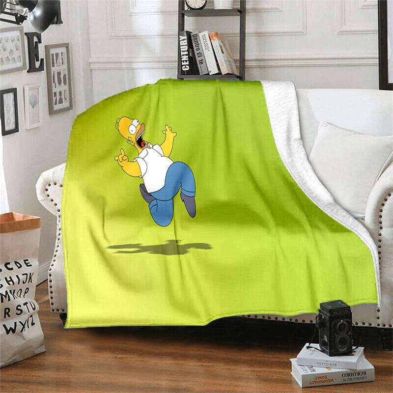 S-Simpson Měkký plyšový rozkládací pohovka Hodící Cartoon Moderní flanelové přikrývka Potah Tištěná přikrývka Dárek Piknikové deky
