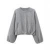 European and American Style, New Women's Clothing, Fashionable Versatile Round Neck Soft Short Bomber Jacket