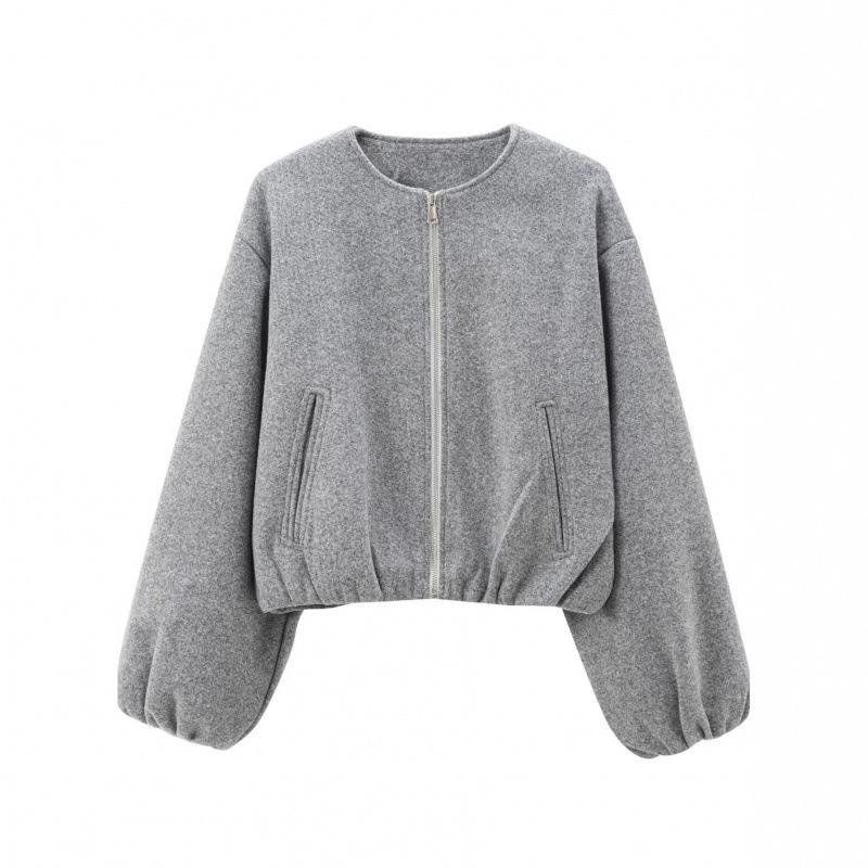 European and American Style, New Women's Clothing, Fashionable Versatile Round Neck Soft Short Bomber Jacket