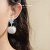 Blue Snowflake Tassel Earrings - Fairy Atmosphere Christmas Studs, Niche Design