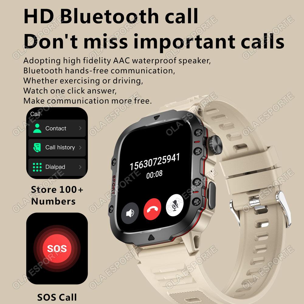 New Military Smart Watch Men IP68 5ATM Outdoor Sports Fitness Tracker Health Monitoring 1.81Inch Bluetooth Calls Smartwatch