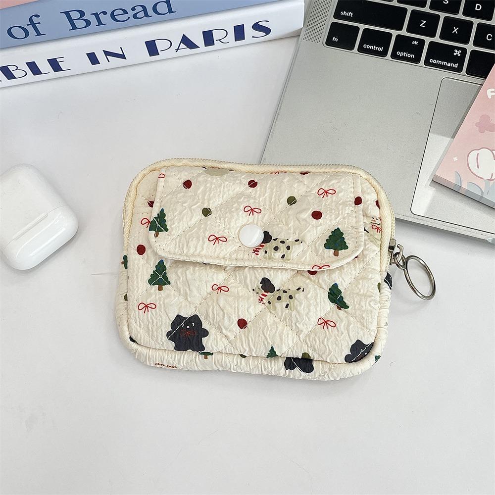 Pinted Small Makeup Lipstick Bag Large Capacity Mini Canvas Storage Bag Floral Coin Purse  Outdoor