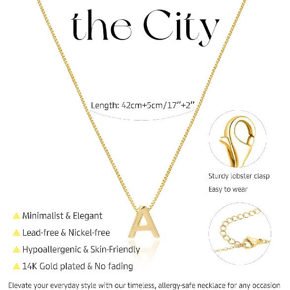 Initial Necklaces for Women Trendy, 14K Gold Plated Dainty A-Z Letter Pendant Necklaces Cute Personalized Name Necklace Non Tarnish Fashion