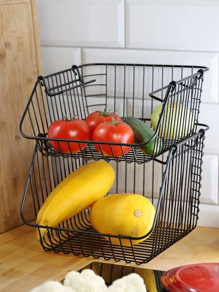 Black Tiered Metal Basket For Fruit And Vegetables