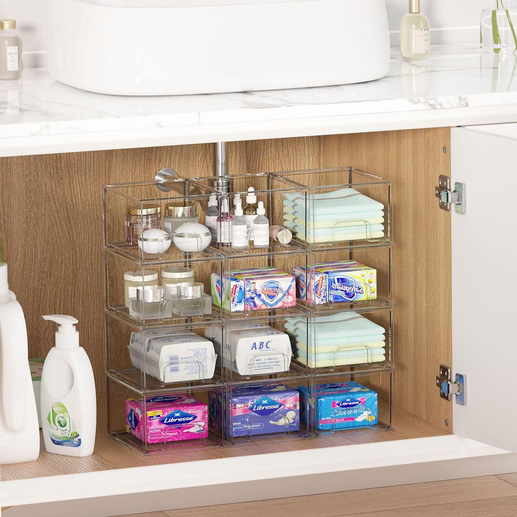 Stackable Transparent Cosmetic Storage Drawer - Multifunctional Organizer