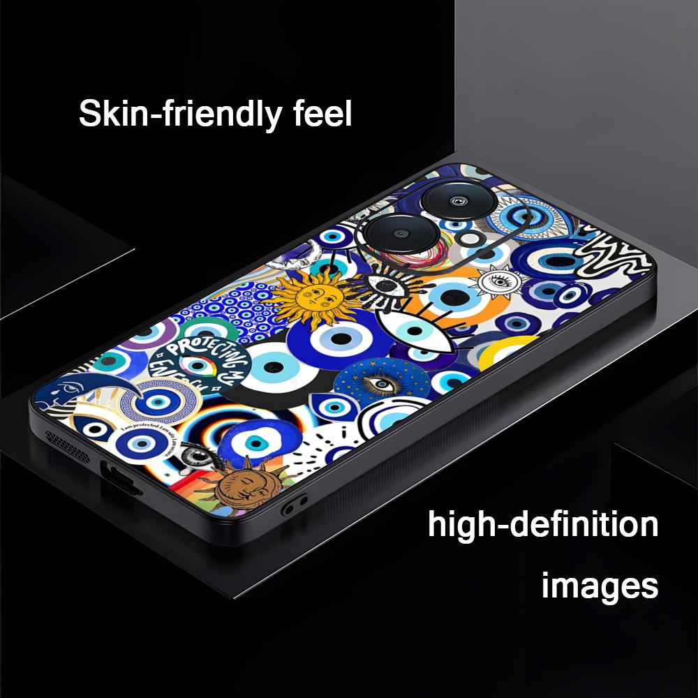 

Popular Art Blue Evil Eye Cool Phone Case For Xiaomi Redmi 14C 13C 12C Note14 13 12 11 10 Pro Plus S Soft Black Phone Cover Redmi Note 12S