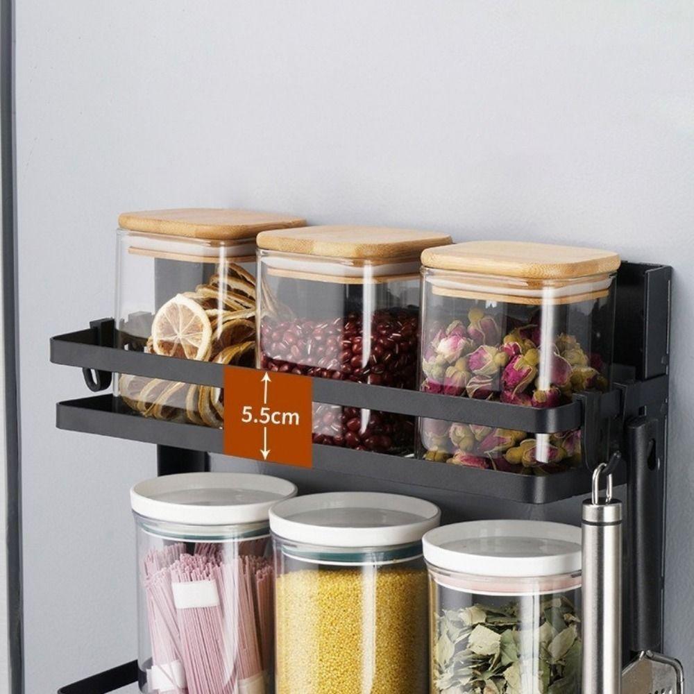 Wall Mounted Refrigerator Magnetic Shelf Folding Large Capacity Seasoning Storage Organizer Space Saving Spice Storage Rack