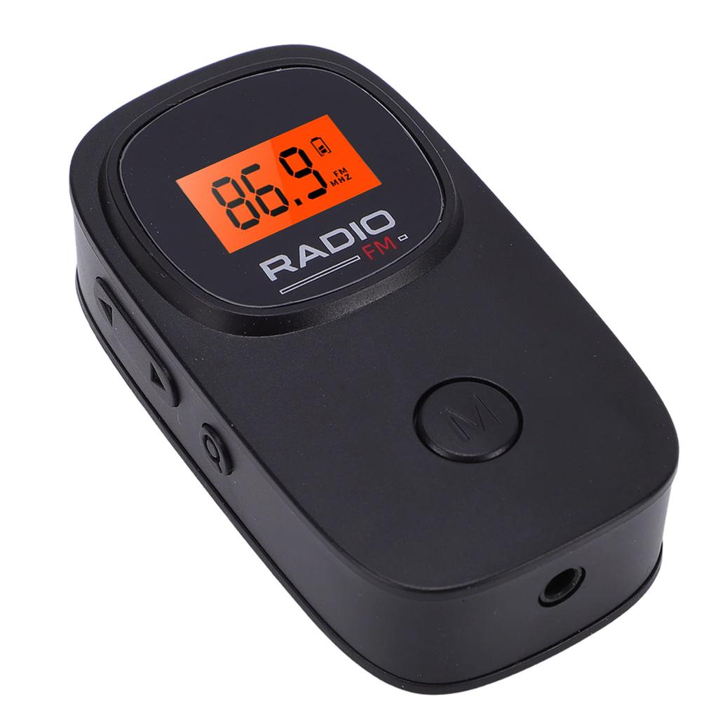 Portable FM Pocket Radio with Clip Digital Tuning LCD Display 3.5mm Earphone Stereo Sound Battery Operated Radio for