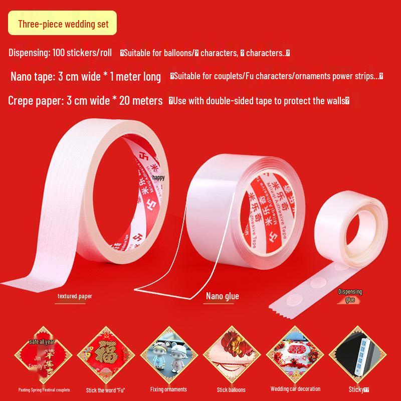Wedding Room Decor Nano Tape: Double-Sided, No Residue, Wall-Safe Balloon Dot Glue