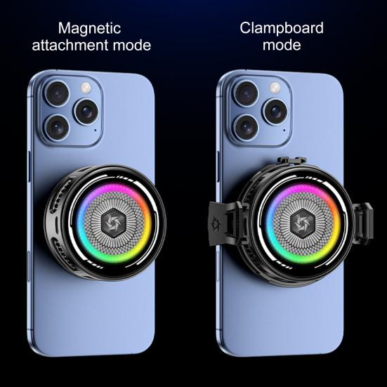 Phone Cooling Fan for Gaming Live Streaming Magnetic Cellphone Radiator with RGB Lights Universal Mobile Phone Cooling Fan for Phone Tablets