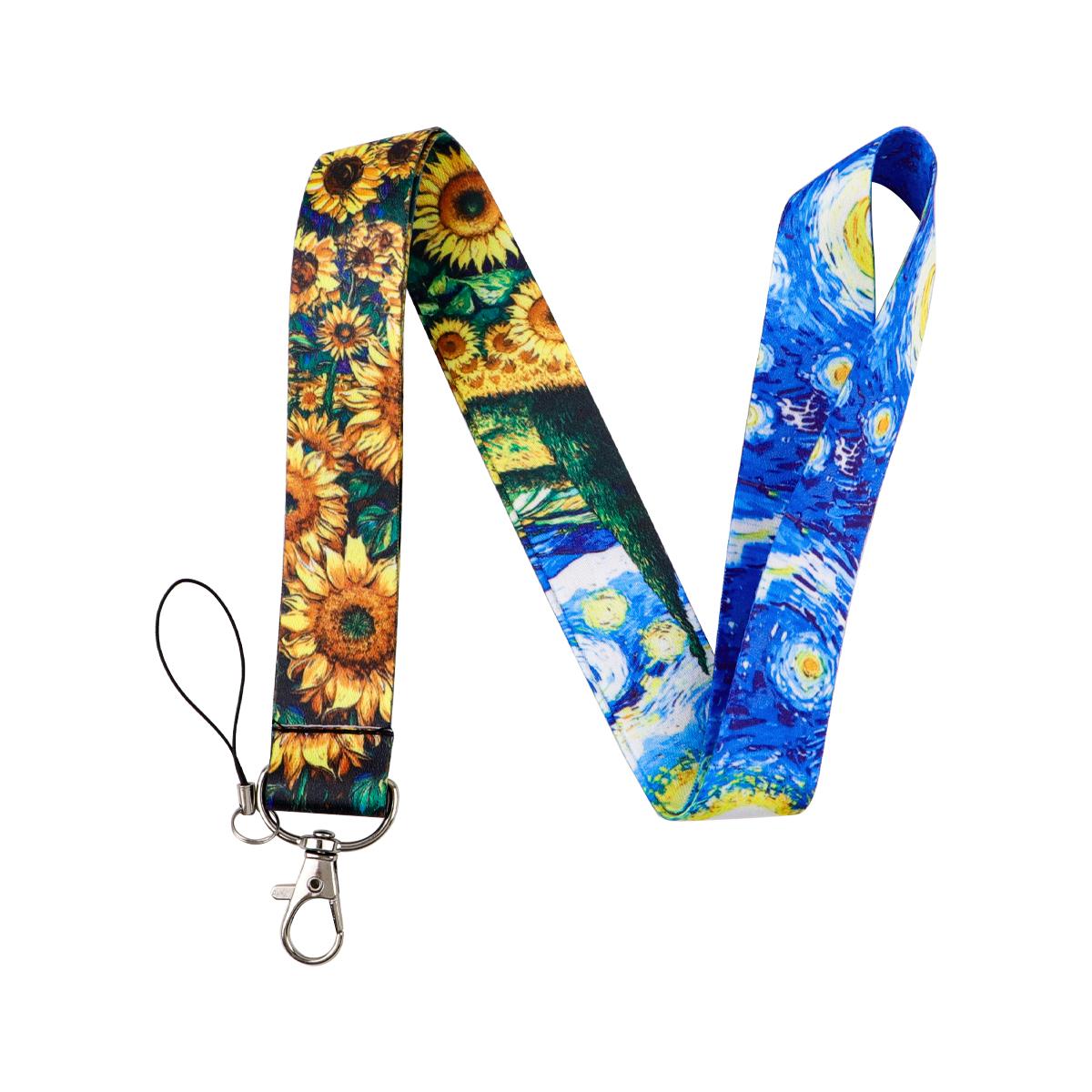 

Sunflower Flower Credential Holder Keychains Neck Lanyard For Pass Card Credit Card Holder Straps Mobile Phone Charm Accessories
