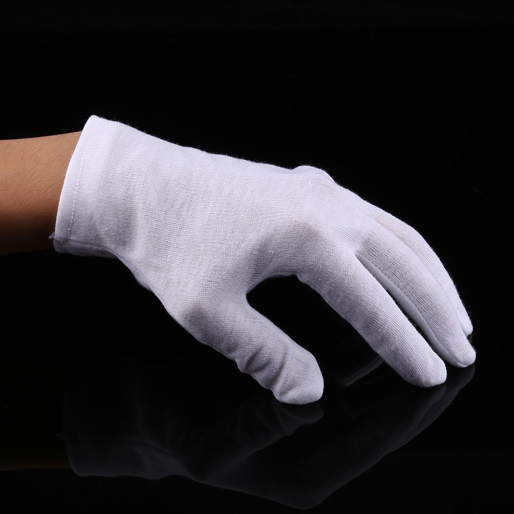 12 Pairs Practical White Cotton Work Safety Glove for Coin Jewelry Silver Inspection Protection