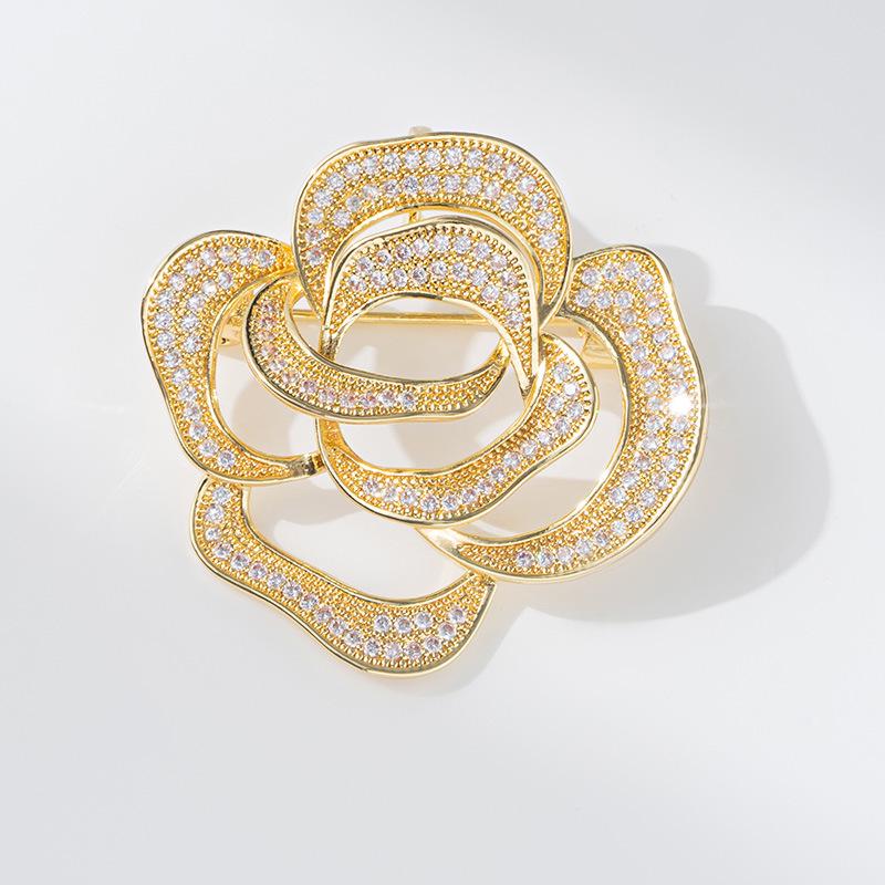 Bo Xin Yun French Luxury Zirconia Camellia Brooch - Coco Style