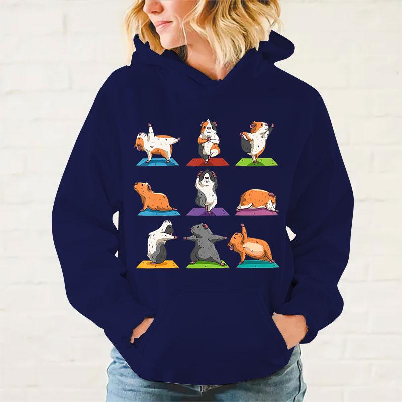 New Women Men Hoodies Yoga Guinea Pig Printed Tops Casual Harajuku Sweatshirts Loose Pullover