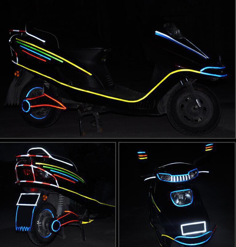 1cm*8m Reflektierendes Band Fluoreszierende MTB Fahrradaufkleber Fahrradstreifen für Helm & Motorradroller Fahrradsicherheitszubehör