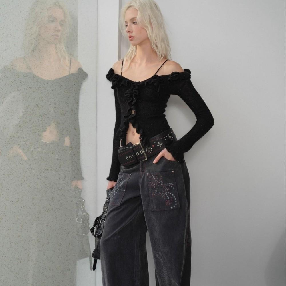 Vintage Leather Waist Belt Y2k Dress Jeans Belt Retro Women's Rivet Belt  Waist-Cinching