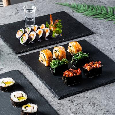 Schieferplatten 20x20cm 2 Stück Naturstein Fels Schwarz Schneidebrett Käsebrett Charcuterie-Bretter für KäseSushi-Matte