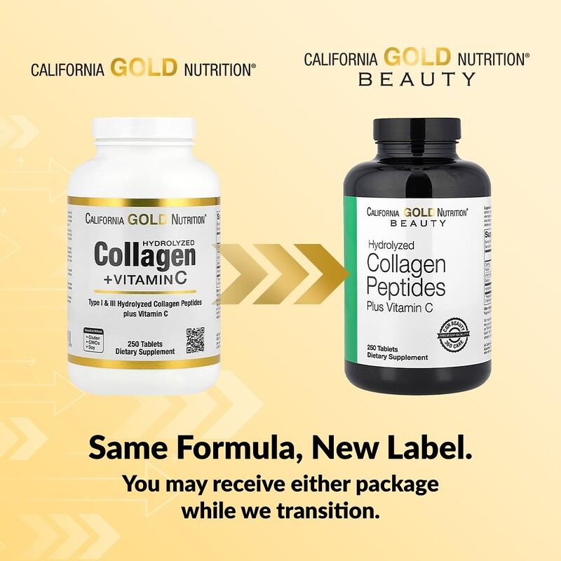 Hydrolyzed Collagen Peptides, Type I & III, and Vitamin C, 250 Tablets
