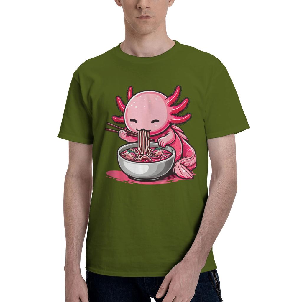 Oversized TShirt Funny Axolotl Noodle Gifts Anime Kawaii Axolotl Eating RaUnisex Noodles Tee Shirt for Unisexs Summer Tops