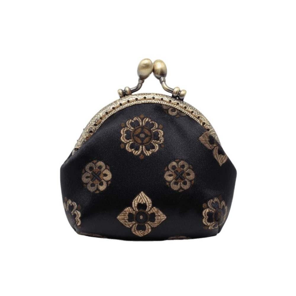Anti-lost Kiss Lock Coin Purse Polyester Portable Brocade Mini Pouch Chinese Style Thickened Embroidered Small Pocket Ring