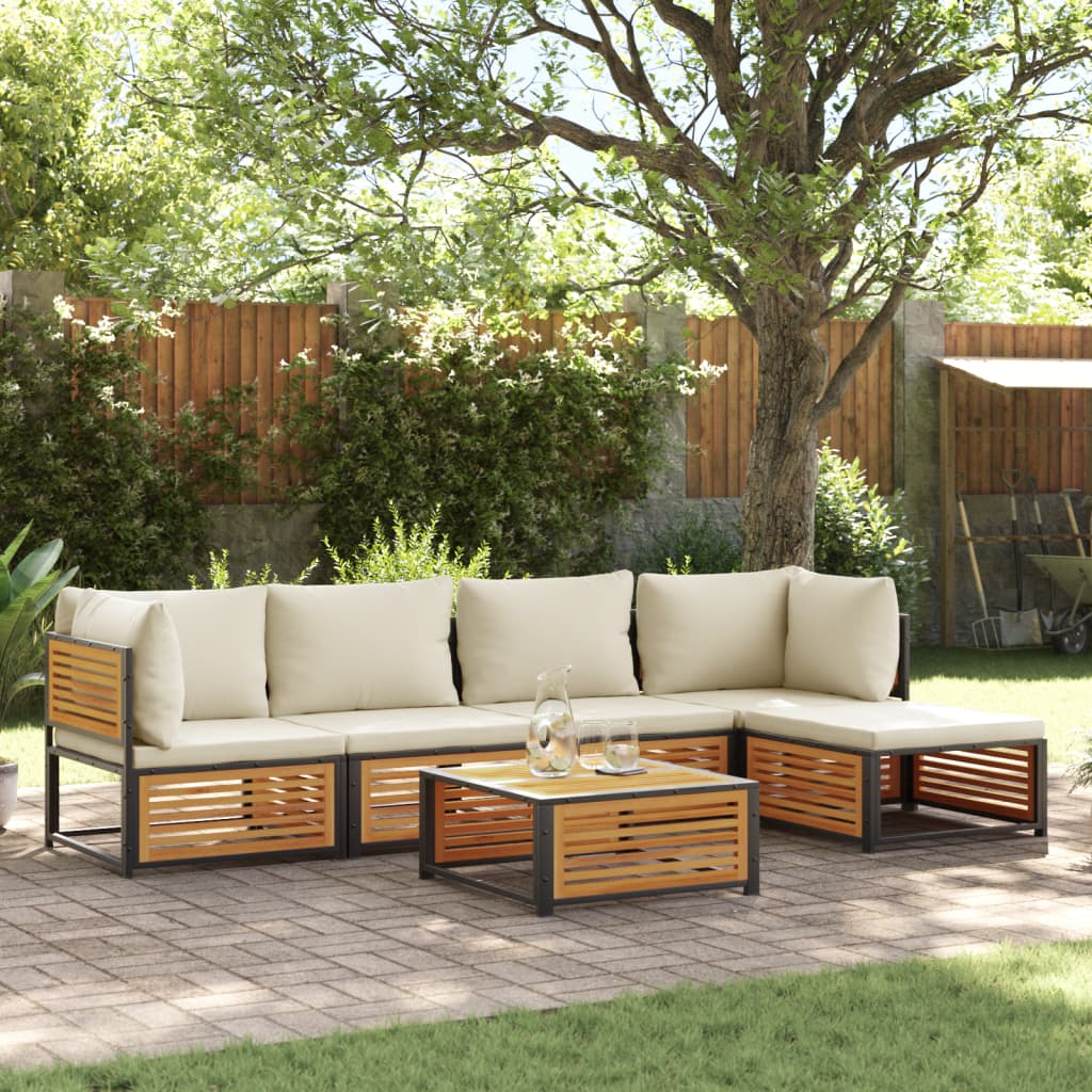 6 Piece Garden Sofa Set with Cushions Solid Acacia Wood
