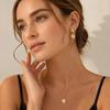 Dreamshow Gold Plated Stainless Steel Irregular Texture Zircon Jewelry Set Pendant Necklace Stud Earrings for Women