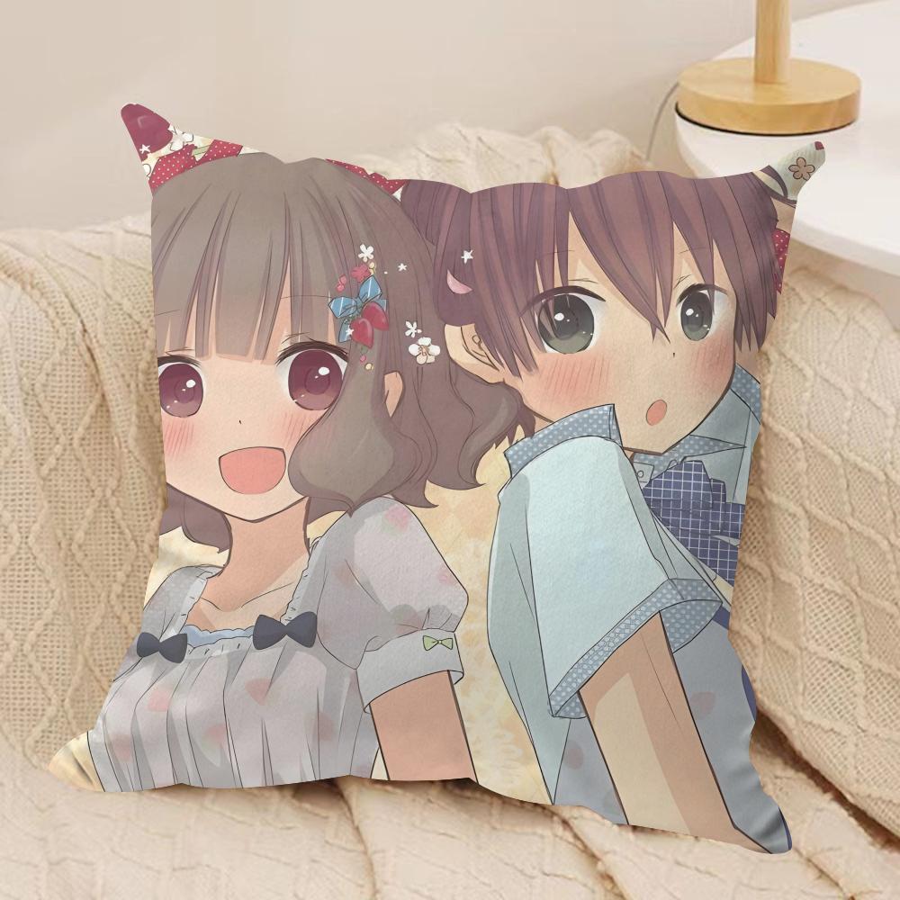 Anime M-Momokuri Cushion Cover Silky Short Plush Sofa Pillow Cover Hidden Zipper Soft Dustproof Case for Home Decor
