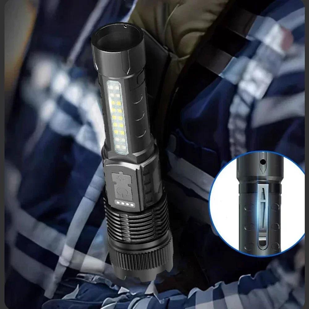High Power LED Flashlight Fast Type C Rechargeable Light Outdoor Lighting Powerful Handheld Torch for Camping Emergency Spotlights