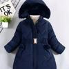 Girls Winter Thicken Keep Warm Jacket Hooded Zipper Fur Collar Outerwear Children Clothing