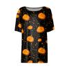 Women's Casual Short Sleeve Crewneck T-Shirt with Halloween and Pumpkin Print for Fall Parties