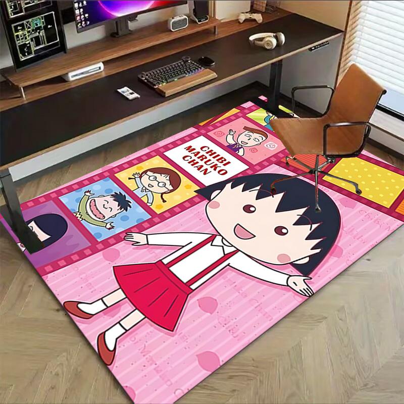 1 Stück Chibi Maruko Chan Abenteuer Teppich für Spielzimmer Schlafzimmer Wohnzimmer Sofa Heimdekoration, Kinder Spielbereich Teppich Rutschfeste Bodenmatte Y72816