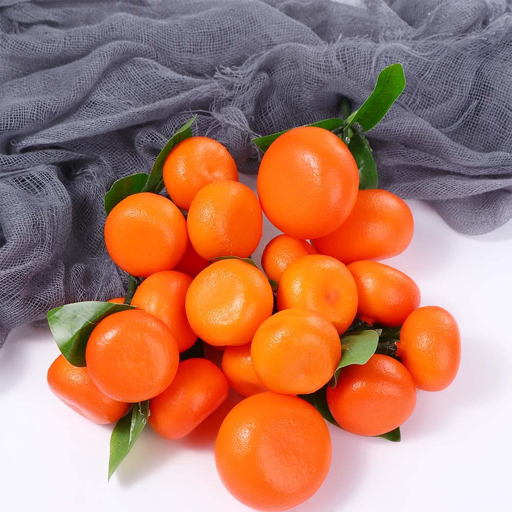 Fruit Display with Fruits and Leaves Home Ornaments Imitation Fruits Fake Oranges Tangerine Model Artificial Fruit Party Decor