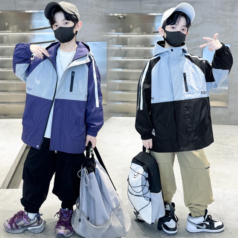 2025 Boys' Spring & Autumn Windbreaker: Trendy Jacket for Middle & Big Kids