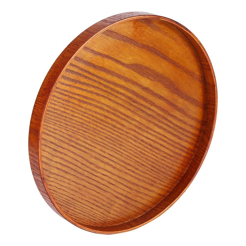 Tea Tray Round Shape Wooden Serving Tray Nature Wood Large Size Round Wood Tray Rustic Style Wooden Plate Home Decor