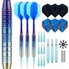 Plastic Tip Darts - 18g Professional Soft Tip Dart Set with Durable Integrated Dart Flights, Integrated Darts, Darts for Beginners (Gradient Blue)