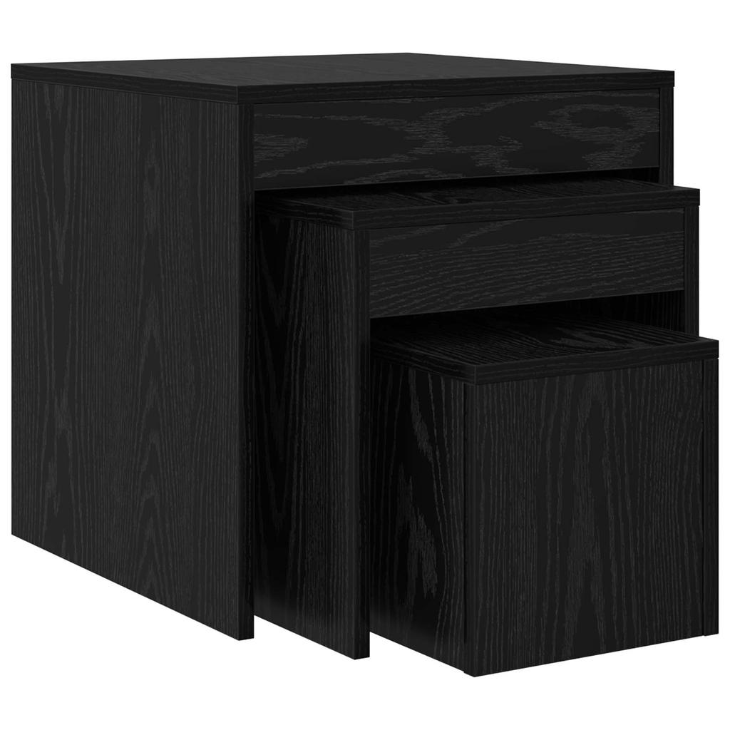 Coffee Table Set 3 pcs Black Oak Effect Particleboard
