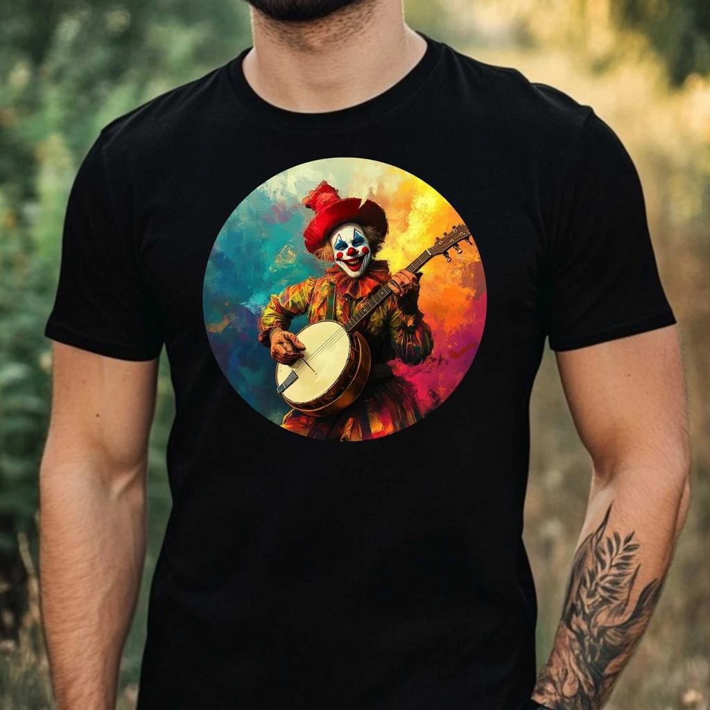 T-Shirt Herren Clown spielt Banjo Motiv Baumwolle Größe XS bis 5XL